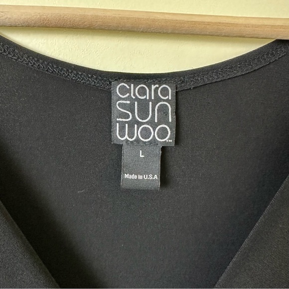 Clara Sun Woo Crossover Fit & Flare Black 3/4 Sleeve Dress Size Large - Picture 5 of 6